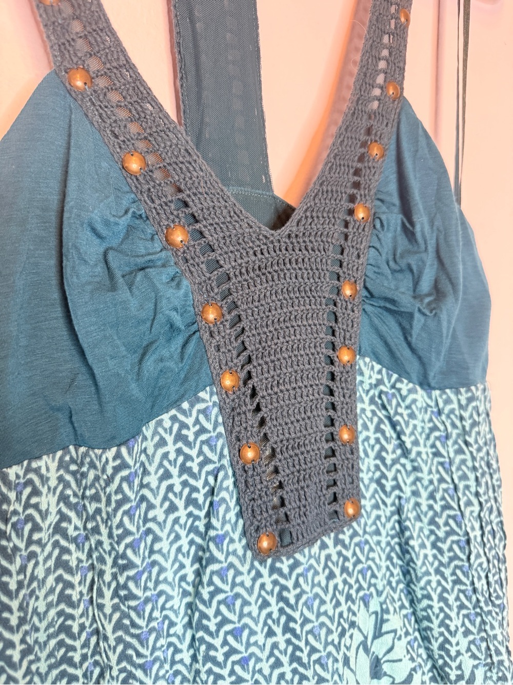 NWT! Y2K Free People green blue crochet short dress Size 6 - Picture 8 of 15